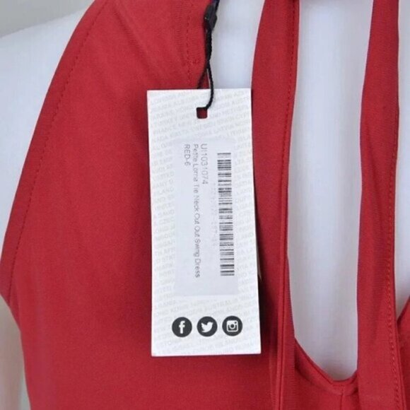 NWT Boohoo Petite Lorna Tie Neck Cut Out Swing Mini Dress Red Size 2 - Picture 6 of 11